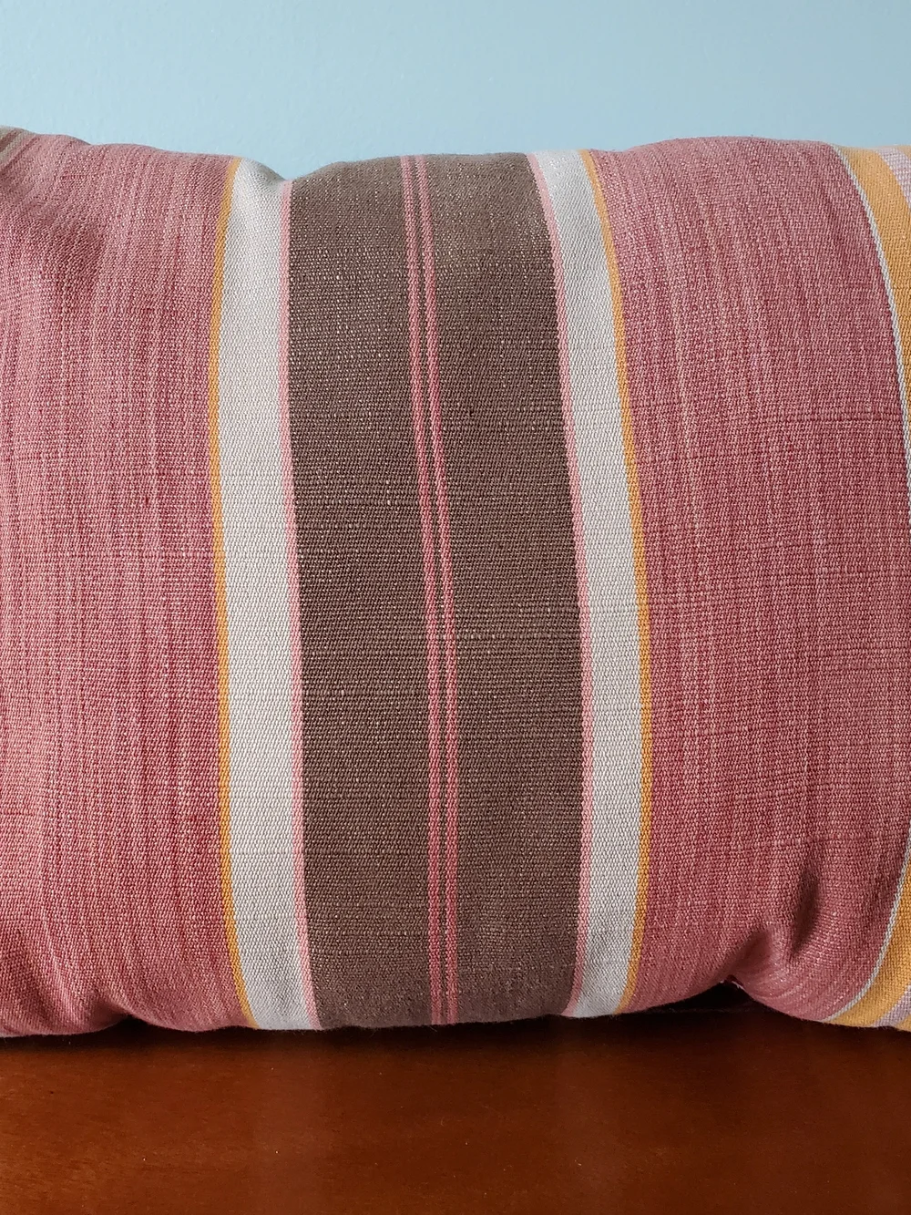 Pottery Barn Striped Lumbar Pillow in Pink, Brown and Yellow